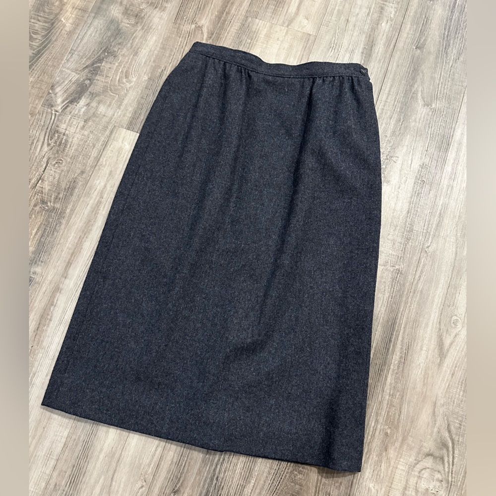 Vintage 80's Pendleton 100% Virgin Wool Pencil Skirt Gray Fully Lined